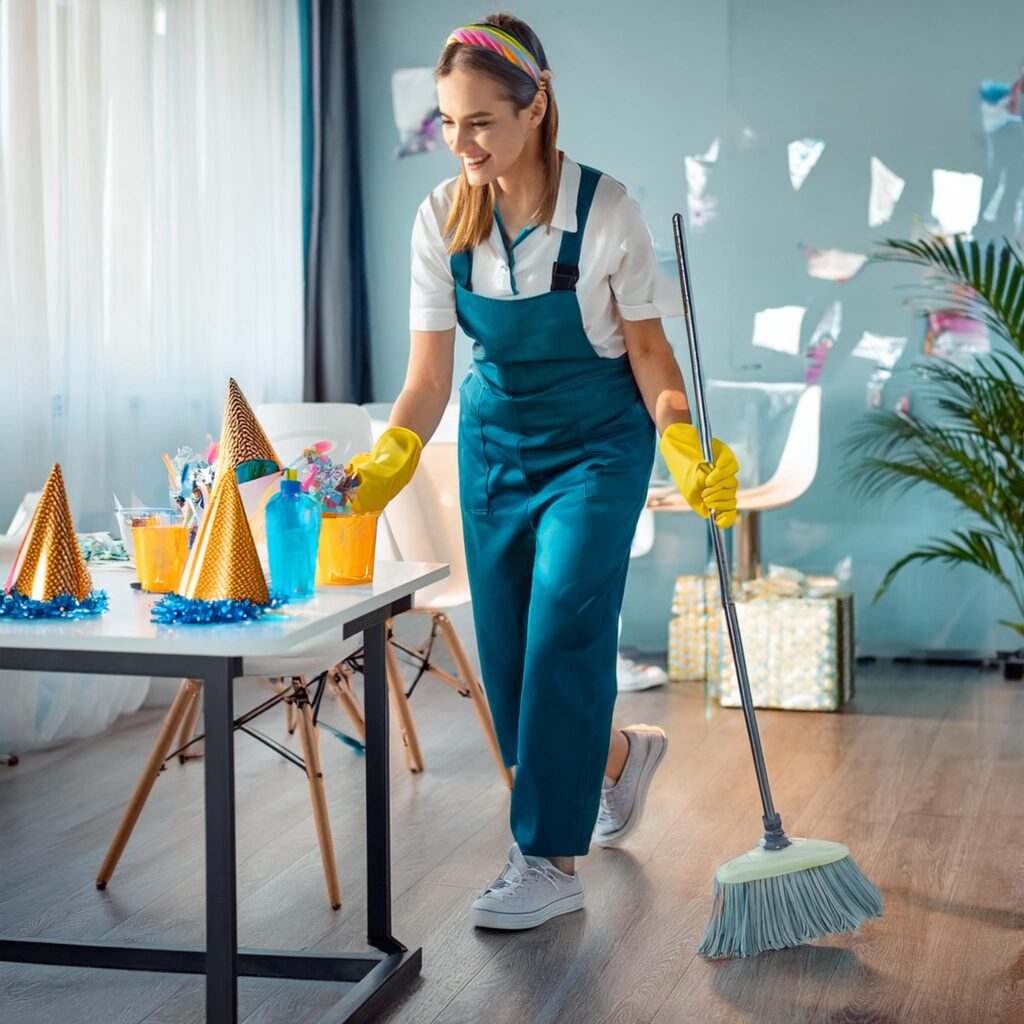 cleaning service company staff, Cleaning After birthday Party celebration