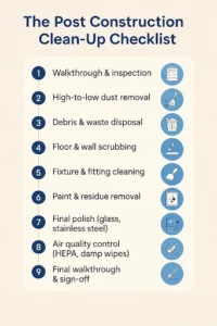 Renovating your home or finishing a build is exciting—but what happens after the builders leave is a different story that requires a comprehensive cleaning solution. The dust, debris, and leftover materials don’t just vanish; they require a thorough clean service. That’s where post construction cleaning services come into play. Unlike regular cleaning, these construction cleaning services are built to handle the chaos construction leaves behind.
In this guide, we break down what post construction clean up services really involve, how they differ from day-to-day cleaning, and why they matter—especially if you’re in Scotland and want your space spotless and safe.

1. What does a post construction clean up service actually include?
A post construction clean isn’t just about wiping down surfaces. It’s a full-scale deep clean designed to make the space usable, safe, and presentable after building work. Most services include post-construction cleaning services:
Removal of dust and fine particles from all surfaces is crucial after construction work.
Deep cleaning of floors, walls, skirting boards, and windows is essential for ready for occupancy in any construction cleaning project.
Cleaning of fixtures, fittings, sockets, and switches
Removal of paint splatter, grout haze, adhesive residue
Disposal of construction waste, rubble, and packaging
Final polish of glass, mirrors, tiles, and stainless steel surfaces is part of the advanced cleaning process.

2. How is it different from your standard house or office clean?
Standard cleaning focuses on maintenance—hoovering carpets, wiping counters, emptying bins, but does not address post-construction needs. Post construction cleaning, however, tackles Heavy-duty build-up that can be effectively tackled with steam cleaners and a tailored cleaning approach. that standard teams aren’t equipped for. These jobs require specialist equipment, stronger cleaning agents, and more time. Want to learn more about how post construction cleaning works? Check out our step-by-step breakdown here.

3. Which areas of the property do professionals focus on most?
Each room has its own challenges post-build:
Kitchens: New appliances often need degreasing and cleaning of grout lines as part of builders cleaning.
Bathrooms: have to be sanitised thoroughly due to dust in vents and drains, especially in commercial properties.
Living areas and bedrooms: usually require full dust extraction from floors to ceiling.
Even less obvious spaces like window tracks, vents, and high ledges get detailed attention.

4. How do they manage fine dust and poor air quality after building work?
One of the biggest issues after any build is airborne dust—and it settles everywhere. Professional cleaners use:
HEPA filter vacuums to trap micro-particles are essential in delivering exceptional cleaning.
Damp wiping to reduce dust resuspension
Air purification tools for enclosed spaces
This isn’t something a quick wipe-down can fix—it takes method and proper gear.

5. What happens to all the leftover materials, rubbish and builder’s waste?
Good post construction cleaning teams don’t just clean—they also handle disposal. That means:
Sorting recyclables from general waste is crucial in post-construction cleaning to maintain a high standard.
Bagging and removing packaging, sawdust, nails, and screws is part of the builders clean service process.
Coordinating with local waste collection rules in Scotland is part of the post-construction clean-up process.
Some offer skip hire as an add-on service.

6. What specialised tools and products do these cleaners use?
To get through tough residue and fine dust, cleaners use:
Industrial wet/dry vacuums are essential tools for effective post-construction dust and debris removal.
Floor scrubbers and buffers are vital for achieving a high standard in building cleaning.
Razor blades and scrapers for paint are often necessary when dealing with construction residue.
Solvent-based cleaners (used safely)
Microfibre cloths for delicate surfaces are essential in our cleaning business for effective cleaning.
This isn’t supermarket spray and sponge work—it’s trade-level cleaning for construction projects.

7. Can you customize the service based on your home, office, or site?
Absolutely. Many companies, including MTCleaners offer:
Domestic packages for homes, flats, and small renovations that require specialized cleaning offers.
Commercial packages Cleaning services are essential for office fit-outs and shop refurbishments to remove dust and deliver exceptional results.
Industrial packages for warehouses, building sites, and new builds
You can also book one-off cleans or staged cleans during different build phases.

8. How do pros deal with stubborn residue like paint, grout or adhesive?
Paint drips, grout haze, and adhesive stains are common after building work, requiring a thorough builder's clean service to meet your cleaning needs. Trained cleaners:
Use safe solvents and steamers to effectively clean dust and debris after construction.
Avoid damaging new surfaces
Take time to test cleaning methods before going full scale to ensure a sparkle clean finish.
It’s a careful process—not something you want to risk without experience.

9. What’s the step-by-step process on the day of the clean?
Here’s how most post-construction clean ups go, ensuring a high standard of cleanliness.
Walk-through and assessment for a comprehensive building cleaning of the site

Dust removal from top to bottom, ensuring no construction residue is left behind.

Debris removal and disposal is a key step in any construction cleaning project.

Deep cleaning of all rooms and surfaces should be included in the commercial cleaning plan.

Detailing of glass, mirrors, fixtures

Final inspection to ensure readiness

Depending on the size of the space, the whole process could take anywhere from 4 hours to multiple days.

10. How much does post construction cleaning cost in Scotland?
Prices depend on the size of the property and the level of cleaning required, but here’s a general guide based on typical rates in Scotland:
Studio apartment cleaning services for builders cleaning. – from £90 to high standard cleaning services across various needs.
Bedroom flat – from £120- £200 + for comprehensive post-construction cleaning.
Larger properties or commercial sites may require a custom quote, especially if there’s heavy debris, specialist waste, or extensive detailing involved.
Always confirm what’s included—some companies may charge extra for skip hire or hard-to-remove residues.

11. Is hiring professionals really better than doing it yourself?
If you’ve got time, tools, and the energy—sure, DIY is possible. But hiring professionals, especially those with CSCS certification, is crucial.
Saves you hours of labour
Guarantees a deeper, safer clean
Avoids surface damage from incorrect products
Ensures the space is ready for use, inspection, or handover after a detailed post-construction clean-up.

12. What should you check before hiring a post construction cleaning company?
Here’s a quick checklist:
Are they insured and experienced with construction sites?
Do they offer fixed pricing or custom quotes?
Can they show past client reviews or photos of completed cleans?
Do they bring all their own supplies and tools?
Are they based locally in Scotland to provide tailored commercial cleaning services?
A good cleaning team should tick all five.  Are you already planning your move? Before you search 'end of tenancy cleaning near me' again, see why our Edinburgh team tops the list.

13. Why is this service the final step in any renovation or build?
You wouldn’t move into a newly built home covered in dust and rubble; a clean service is essential. Post construction cleaning is the bridge between a finished build and a liveable, presentable space. It’s the last mile—the polish that turns “done” into “ready.”

Conclusion
If you’ve had work done on your property—whether it’s a kitchen renovation or a full-scale build—consider a bespoke post-construction cleaning service that can tailor our cleaning to your needs. Post construction clean up services are a must for any builders clean service. They go far beyond your regular cleaning, using industrial tools and expert care to clear every trace of the mess left behind. For homeowners and business owners across Scotland, they’re the final piece in the puzzle of any successful build.

Frequently Asked Questions on "Post construction clean up services" 
What is the difference between post construction cleaning and deep cleaning?
Post construction cleaning removes dust, debris, and leftover materials after building work. Deep cleaning is more about detail and hygiene in a lived-in space.

What is the difference between professional cleaning and regular cleaning?
Professional cleaning services across the board are more thorough and detailed than regular cleaning. It often targets areas that aren’t covered in routine cleans.

What is post construction cleaning?
It’s a one-time deep clean done after construction or renovation. It clears out dust, residue, and rubbish left behind by builders, making way for effective window cleaning.

What does post-renovation cleaning include?
It includes cleaning floors, walls, tiles, toilets, showers, mirrors, and fixtures. It also involves emptying bins and wiping drawers if needed, ensuring every detail meets high standards.
