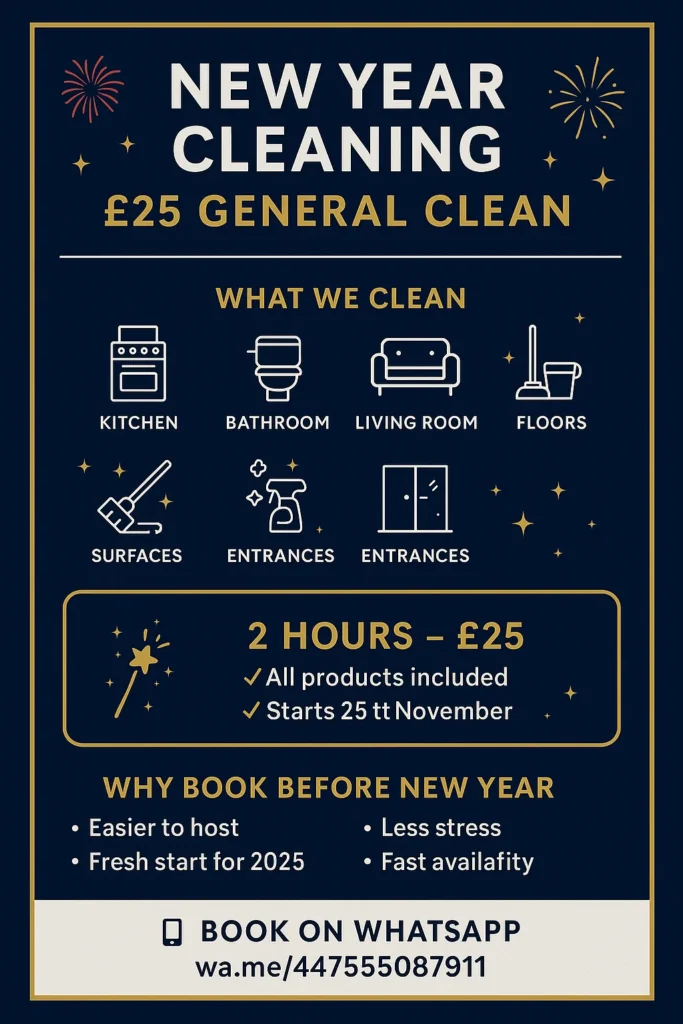 New Year Cleaning Services Edinburgh: Start 2025 Fresh With a £25 General Clean