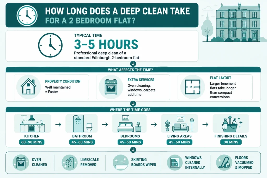 How long does it take to deep clean a 2 bedroom flat Edinburgh