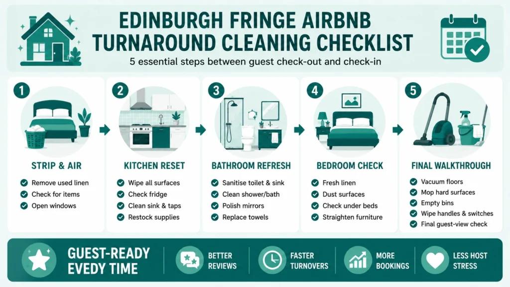 Edinburgh Fringe festival Airbnb preparation cleaning guide